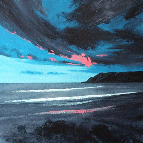 Anthony Barber 'Early Light, Ness' acrylic on watercolour paper 28x28cm