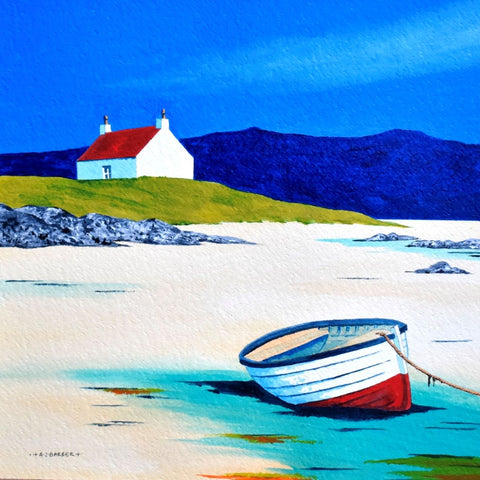 Anthony Barber 'Hebridean Calm' acrylic on watercolour paper 34x34cm