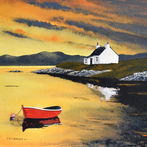 Anthony Barber 'Morning Light, Isle of Lewis' acrylic on watercolour paper 25x25cm