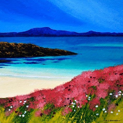 Anthony Barber 'Sea Pinks, Lewis' acrylic on watercolour paper 25x25cm