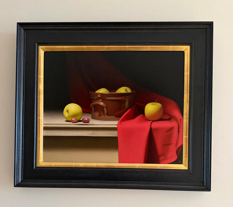 Anthony Ellis 'Still Life with Apples and Red Drapery' oil on canvas 40x50cm (Copy)