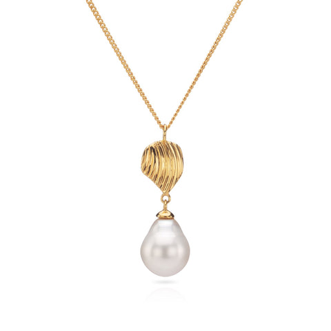 Augustine Jewels 'Gold shell and baroque pearl drop necklace' silver with gold vermeil