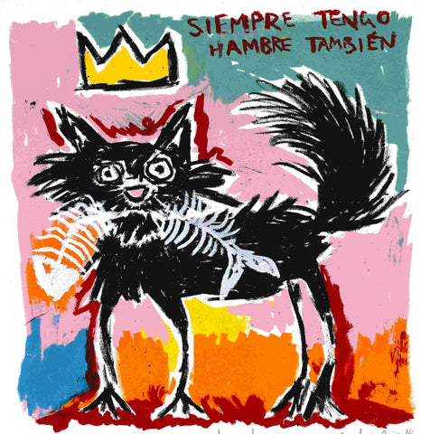 Mychael Barratt 'Basquiat's Cat' screenprint 22x21.5cm