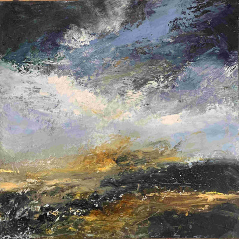 Polly Dutton 'Bracken bright' oil on birchwood panel 50x50cm
