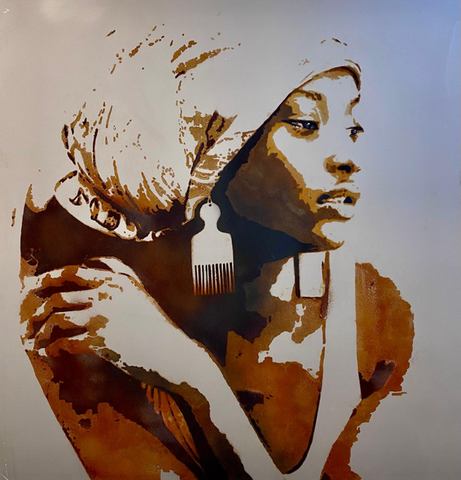 Louisa Tebbutt 'Breathe' 83x83cm mixed media on oxidised steel