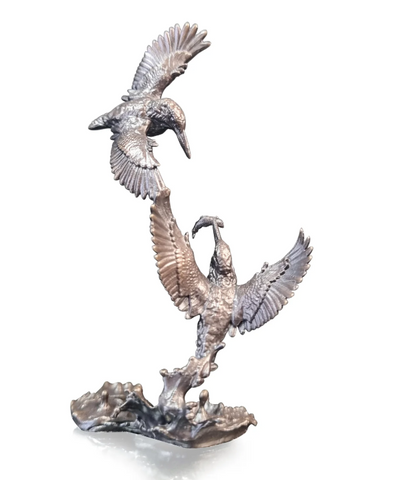 Butler & Peach 'Kingfisher Pair' bronze H7.8xW4xD4.8cm