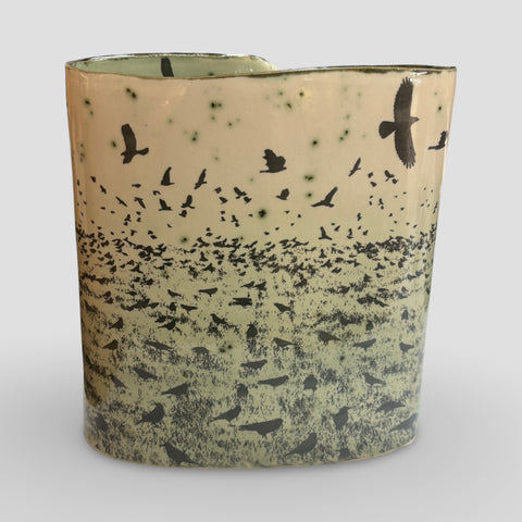 Cat Santos 'Crows Vessel' ceramic H23xW20xD12cm