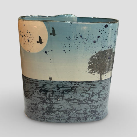 Cat Santos 'Evening Walk Vessel' (blue) ceramic H23xW20xD12cm