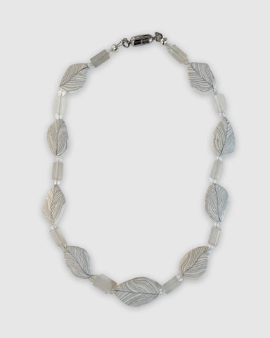Crispin McNally 'Leaf Necklace with Transparent Beads' nerikomi ceramic L41cm