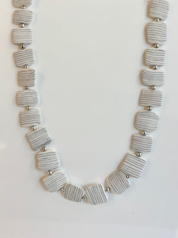 Crispin McNally 'Nerikomi ceramic necklace with steel beeds' 48cm length
