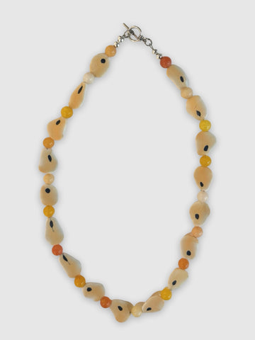 Crispin McNally 'Speckled Cream and Ochre Necklace' nerikomi ceramic L46cm