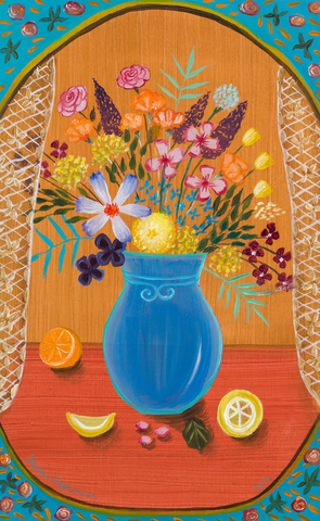 Daphne Stephenson 'Gypsy Flowers with Lace Curtains' unframed limited edition print