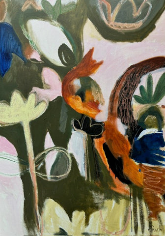 Dana Finch 'Happy Place' mixed media on canvas 116x82cm