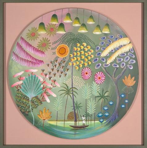 Daphne Stephenson 'Gliding through the Jungle' 90x90cm acrylic on canvas