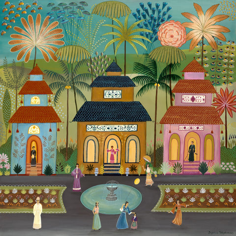 Daphne Stephenson 'Secrets of a Gaisha's life' acrylic on canvas 100x100cm