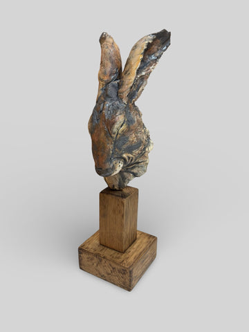 David Cooke 'Hare Head' ceramic H36xW11xD11cm