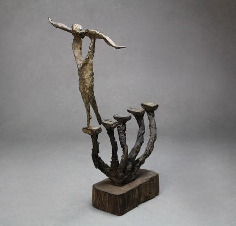 David Cooke 'The Steps' bronze W22cm