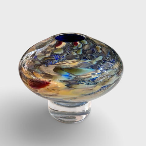 David Flower 'Hydrangea - Flattened Ball Vase' glass H13xD16cm
