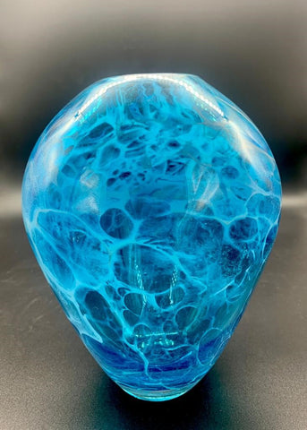 David Flower ‘Veiled Ovoid Vase (blue)' glass H21xD15cm