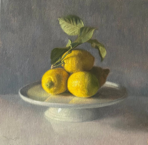 David Williams-Bulkeley 'Four Sorrento lemons' oil on linen 40x40cm