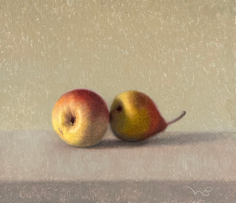 David Williams-Bulkeley 'Two Apples' oil on linen 45x35cm