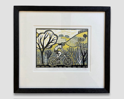 Diana Croft 'Along the Valley' reduction linocut ed 28 of 28 (framed)