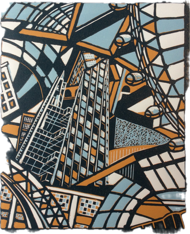 Diana Croft 'London Lines' reduction linocut 26x22cm (unframed)