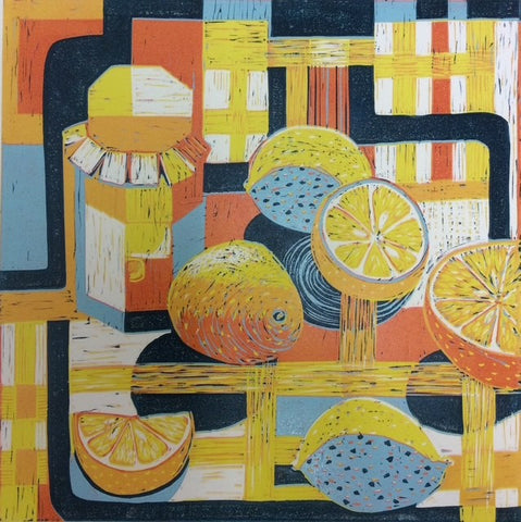 Diana Croft 'Making Marmalade' reduction linocut 30x30cm (unframed)