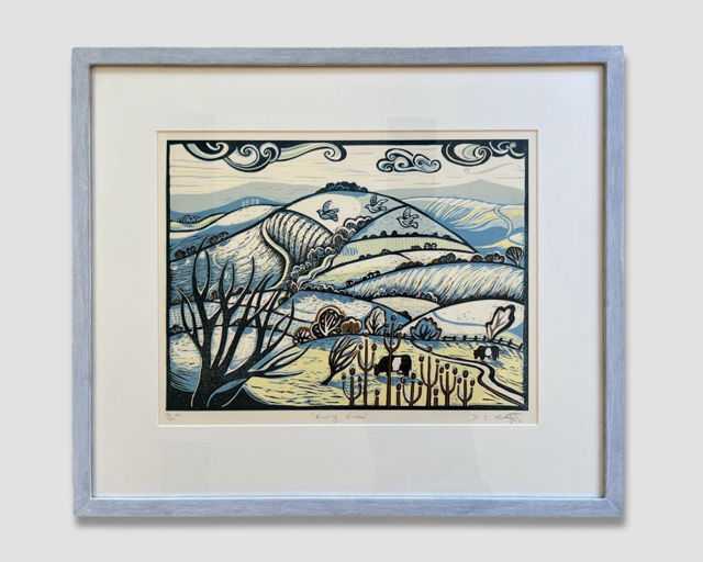 Diana Croft 'Early Snow' reduction linocut 30x40cm