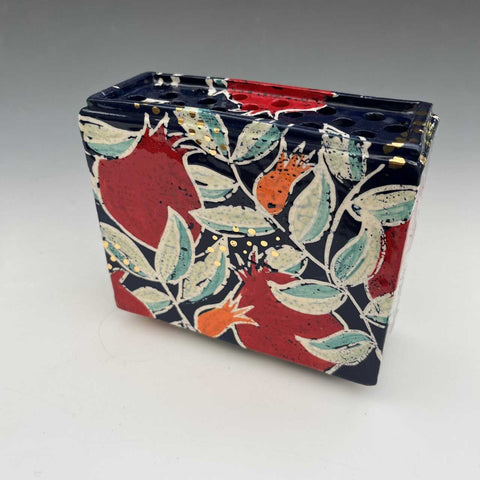 Elaine King 'Pomegranate Flowerbrick' ceramic H13xW15xD5.5cm