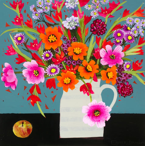 Emma Dunbar 'Autumn Bunch from the Harrow' acrylic on panel 35x35cm