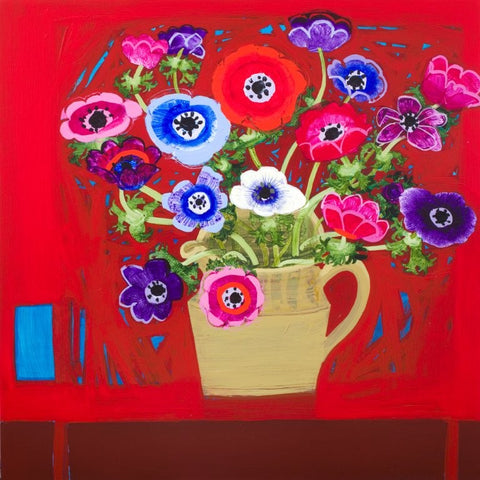 Emma Dunbar 'Polly's Anemones' acrylic on board 61x61cm