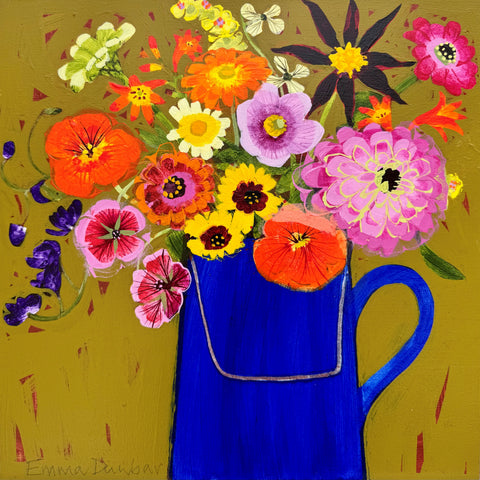 Emma Dunbar 'Summer in the Blue Jug' acrylic on board 30x30cm