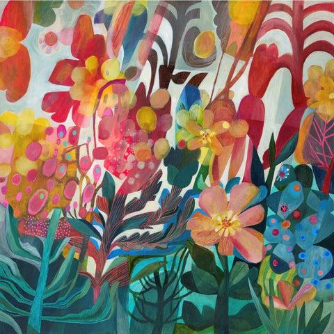Esté MacLeod 'Bright garden' acrylic on canvas 70x70cm