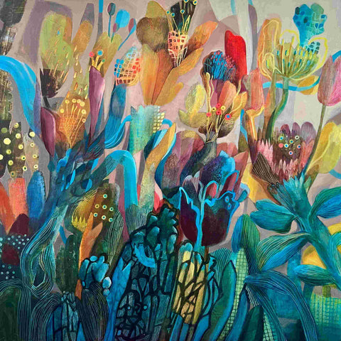 Esté MacLeod 'Lush' acrylic on canvas 100x100cm