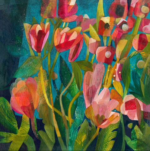 Esté MacLeod 'Pink Tulips' acrylic on canvas 50x50cm