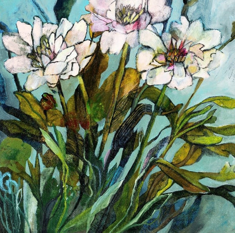 Esté MacLeod 'Pink Peonies' acrylic on canvas 60x60cm
