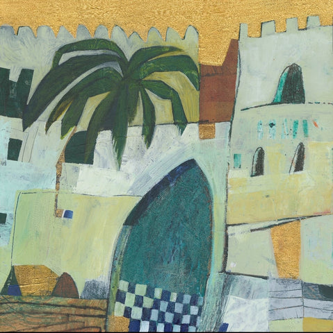 Esté MacLeod 'Within these walls' acrylic and mixed media on canvas 30x30cm