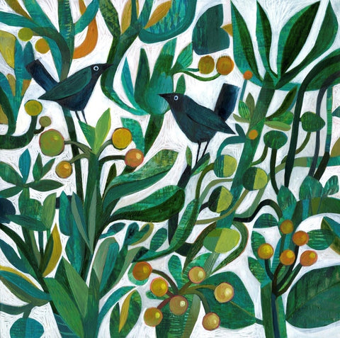 Esté MacLeod 'Yellow berries' acrylic on canvas 40x40cm