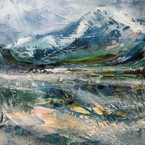 Fiona Matheson 'Snowline' oil on acrylic 40x40cm
