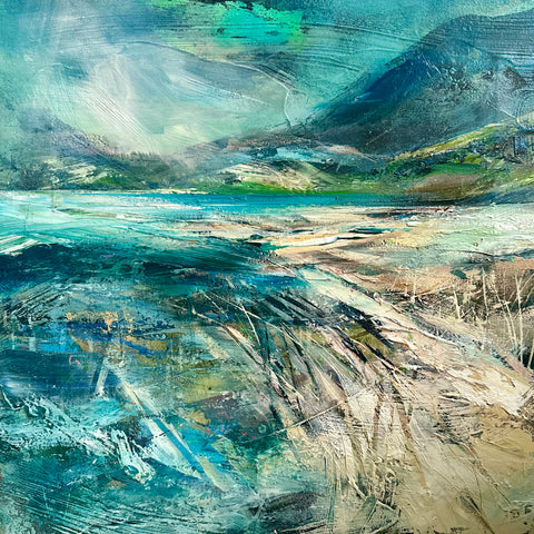 Fiona Matheson 'The Breathing Coast' oil on acrylic on deep edge canvas 50x50cm