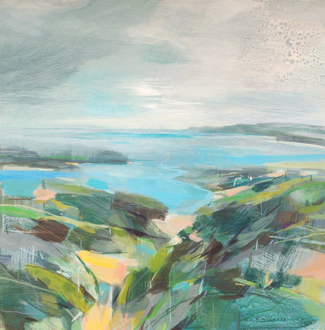 Fiona Millais 'A Salt Wind' acrylic on cradled panel 51x51cm