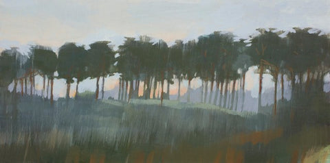 Fiona Millais 'Along the Ridge' acrylic on cradled panel 20.5x40.5cm (28x49cm framed)