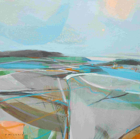 Fiona Millais 'Coast Rhythms' acrylic on panel 26x26cm