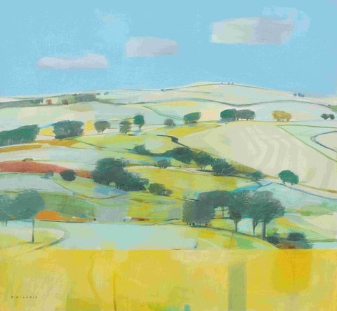 Fiona Millais 'The Hay Fields' acrylic on canvas 66x71cm