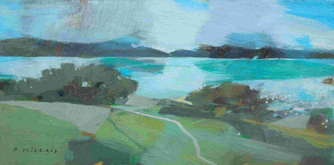 Fiona Millais 'The way to water' acrylic on panel 15x30cm