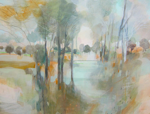 Fiona Millais 'Woodland Garden' acrylic on deep panel 91x122cm