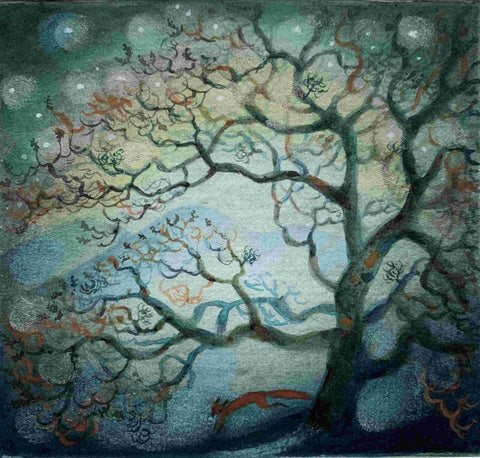 Flora McLachlan 'Starry Dusk' ink and watercolour 9x10cm
