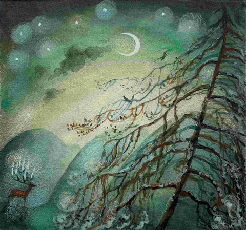 Flora McLachlan 'Candlemas' ink and watercolour 9x10cm