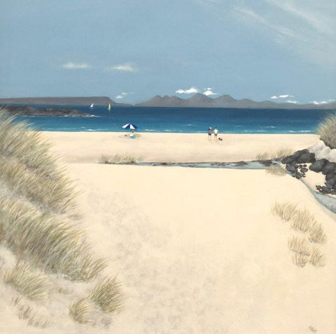 Gail Pope 'Summer’s Day at Mellon Udrigle Beach, Wester Ross' acrylic on canvas 70x70cm